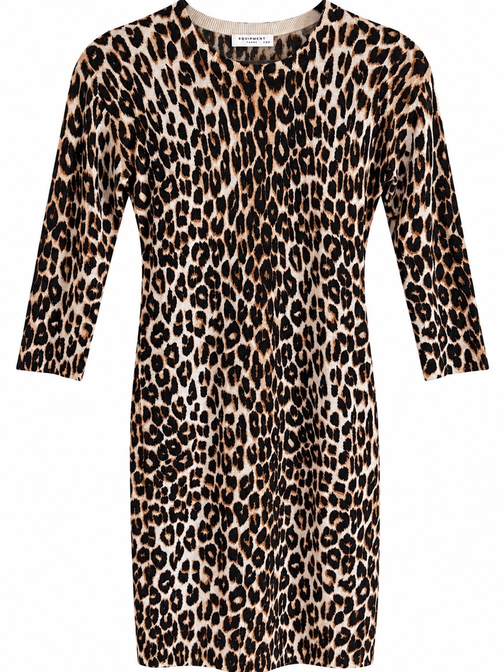 Equipment Femme Marta Silk Cashmere Leopard Print Sweater Knit Mini Dress XS